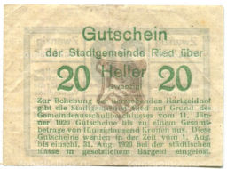 20 геллеров 1920 года Австрия Рид (нотгельд)