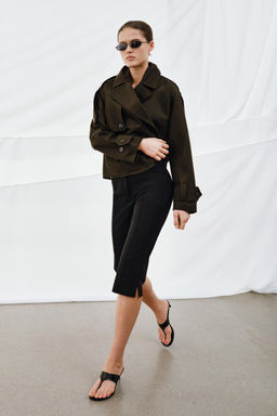 TRENCH CORTO WATER REPELLENT ZW COLLECTION / Khaki oscuro - Zara фото 4