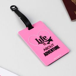 Бирка на чемодан резиновая Life is about adventure, розовая - Simaland фото 4