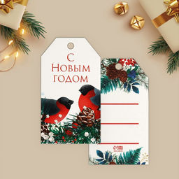 Цена за 20 шт. Открытка-шильдик на подарок С Новым годом!, МИКС