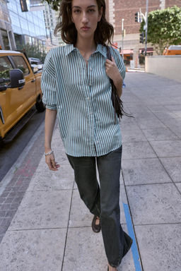 OVERSIZE STRIPED POPLIN SHIRT - Zara фото 9