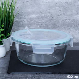 Контейнер круглый крышка с клапаном 620 мл стекло / BXW-620Y /уп 36/