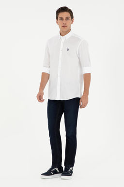 Мужская белая базовая рубашка с длинным рукавом - U.s. polo assn фото 4