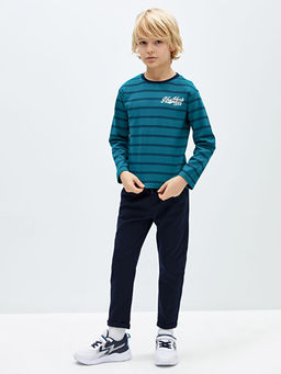 Bisiklet Yaka ?izgili Uzun Kollu Erkek ?ocuk Ti??rt - Waikiki фото 3