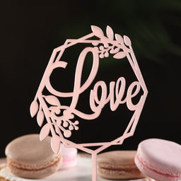 Цена за 5 шт. Топпер для торта Love, розовое золото - Дарим Красиво фото 2
