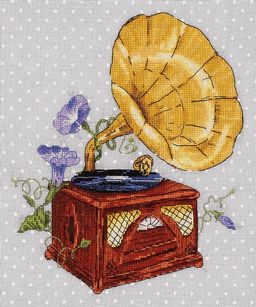 Набор для вышивания PANNA RE-le-7134 Мелодия сада. Граммофон (канва в горошек) 24 х 27 см