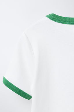 CAMISETA RIB CONTRASTE TEXTO / Verde agua - Zara фото 4