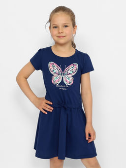 CRB wear/CWKG 63409-41 Платье для девочки,темно-синий/Ex.Cherubino  фото 2