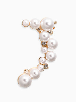 Серьга кафф Жемчужное сокровище, цвет белый в золоте