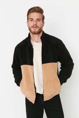 TRENDYOL MAN Siyah Regular/Normal Kesim Fermuarl? Dik Yaka S?cak Tutan Pelus Bloklu Sweatshirt TMNAW23SW00179 - Trendyolmilla фото 2