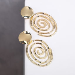 Серьги металл Врата два овала, цвет золото