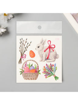Переводные тату цветные Кролик и пасхальная корзинка, временные татуировки, 10?10 см - Арт узор фото 6