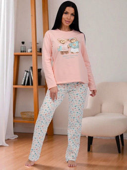 Пижама, футер 2-х нитка с начёс - Малина фото 49