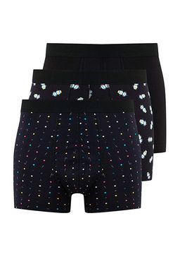 Siyah 3l_ Paket Desenli/D_z Pamuklu Boxer TMNAW25BX00009