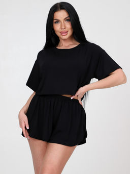 674 ПИЖАМА ЖЕНСКАЯ (шорты) (Черный)