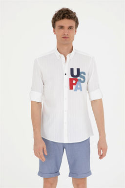 Мужская белая рубашка с длинным рукавом Неожиданная скидка в корзине