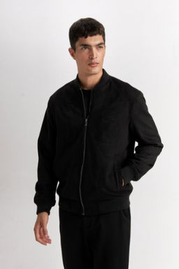 Slim Fit Suet Bomber Mont Ceket Dar Kesim Kolej Yaka Fermuarl? Cift Cepli Mevsimlik Baharl?k Hafif