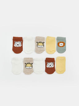 Bask?l? Erkek Bebek Patik ?orap 10lu