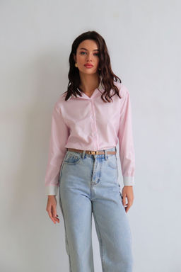 Martichelli Рубашка розовая в полоску с белым воротничком фото 6