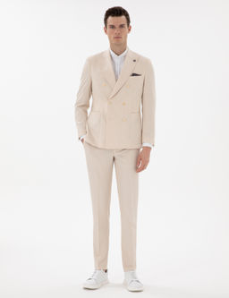 Bej Ex. Slim Fit Kruvaze Tak_m Elbise