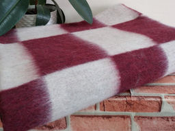 С-105/1 Одеяло-плед п/шерсть 70% 100*140 "Клетка" цв бордо (Россия Шуя)