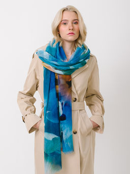 Большой, мягкий, тонкий и очень нежный двусторонний палантин с рисунком в стиле арт-деко - Tantino фото 7