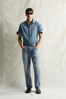 CAMISA DENIM REGULAR FIT / Azul claro