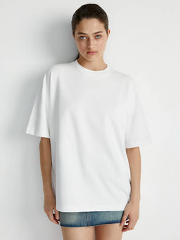 14503ST Футболка женская OVERSIZE (футер) (ЧЗ) bianco perla