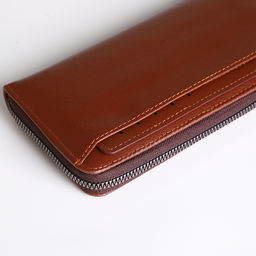 Портмоне-клатч мужской на молнии, с картхолдером, рыжее