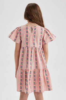 Платье с короткими рукавами и узором для девочки - Defacto фото 6