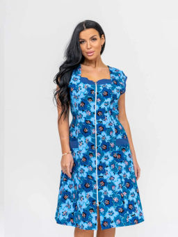 Халат женский, цвет голубой синий