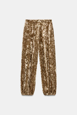 METALLIC THREAD VELVET TROUSERS - Zara фото 2