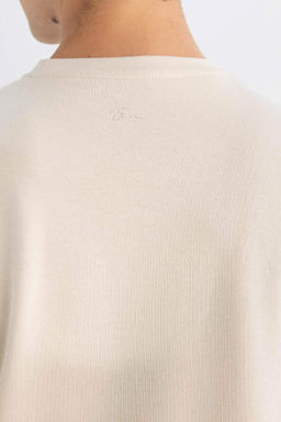 Футболка обычного кроя с круглым вырезом из плотной ткани с принтом - Defacto фото 6