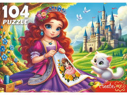 Puzzle 104 элемента "Принцесса за вышиванием" (Ф104-4536)