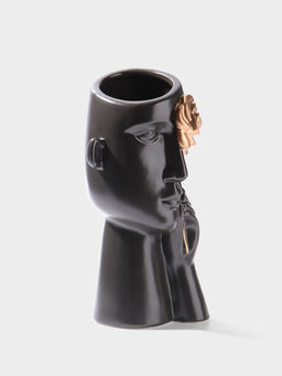 Ваза для цветов «Причуда», 9.5×9.5×27 см, керамика, чёрно-золотая