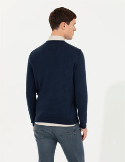 Lacivert Slim Fit V Yaka Triko Kazak - Pierre cardin фото 5