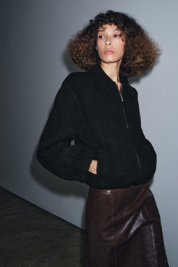 ZIP-UP KNIT BOMBER JACKET - Zara фото 4