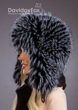 Шапка Ушанка экомех енот блэк