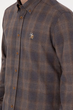 Мужская коричневая рубашка с длинным рукавом Неожиданная скидка в корзине - U.s. polo assn фото 7
