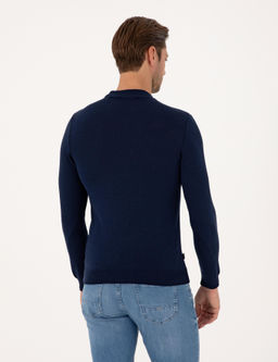 A__k Lacivert Slim Fit _eyrek Yaka Basic Triko Kazak - Pierre cardin фото 5