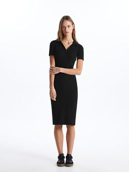 Polo Yaka D?z K?sa Kollu Elbise