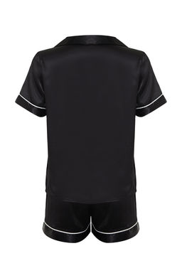 Trendyolmilla Siyah Biye Detayl? Saten Sortlu Dokuma Pijama Tak?m? THMSS24PT00026  фото 8