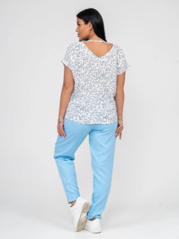 Костюм женский, цвет голубой белый синий