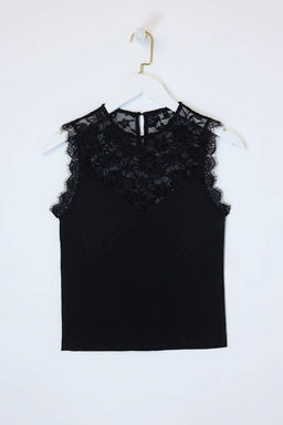 Siyah Bisiklet Yaka Dantel Detayl? Fitted Triko Ince Bluz TWOSS26BZ00298 - Trendyolmilla фото 5