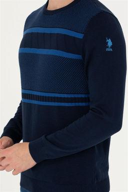 Свитер U.S. Polo Assn мужской темно-синий хлопок  фото 6