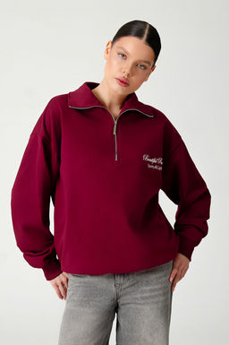 Арт. 1-5137 Свитшот женский полузамок 44-50 (4 шт) Цвет:бордовый - Калинка фото 6