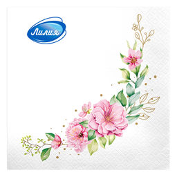 Салфетки бумажные 33х33см Лилия, 2-х слойные, 20 штук в упаковке, Лейтмотив (Россия) - Bouquet фото 2