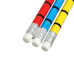 Цена за 12 шт. Карандаш чернографитный с ластиком «Полоски», твёрдость НВ