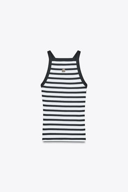 ZARA STRIPED BROOCH TOP  фото 12