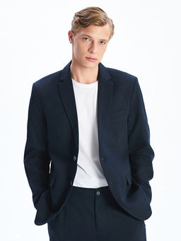 Standart Kal?p Keten Kar???ml? Erkek Blazer Ceket